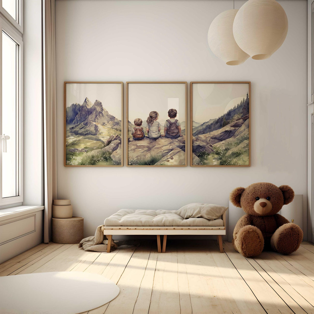 Sibling Portraits Wall Art – Family Nursery Print • Set of 3
