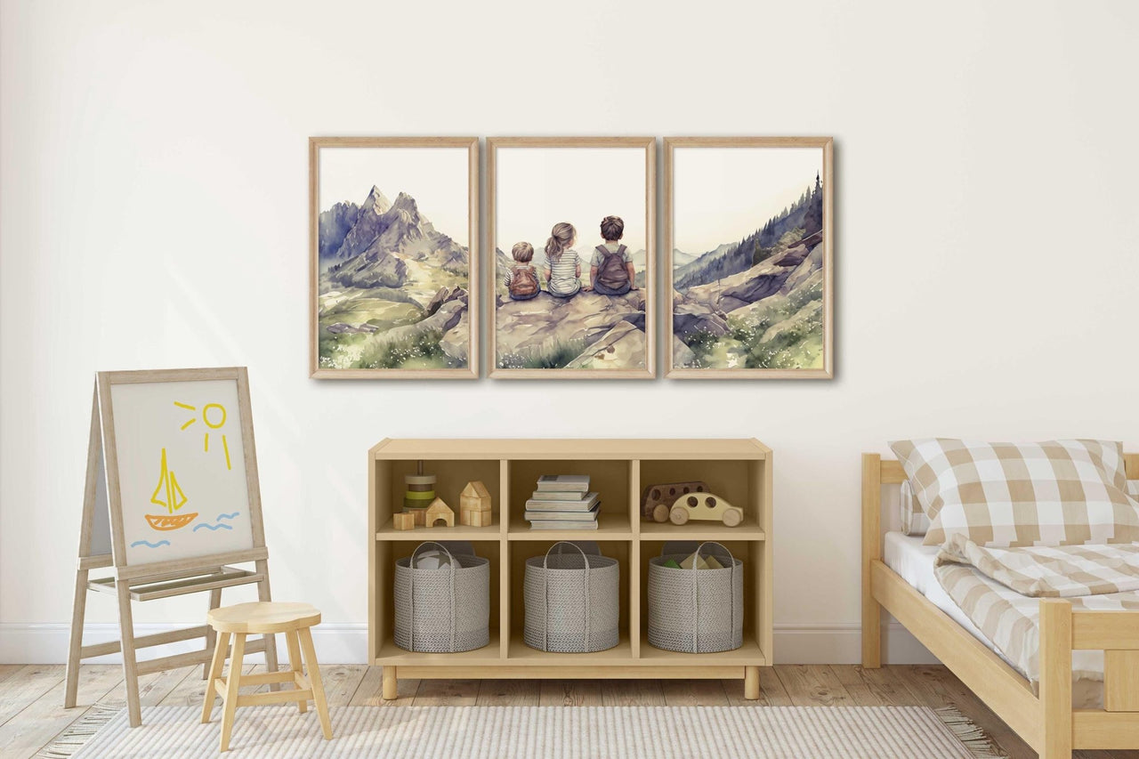 Sibling Portraits Wall Art – Family Nursery Print • Set of 3