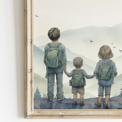 Sibling Room Decor, Adventure Toddler Art, Brother Sister Wall Decor - WildfieldPrints