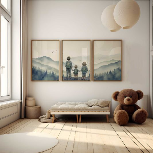 Sibling Room Decor, Adventure Toddler Art, Brother Sister Wall Decor - WildfieldPrints
