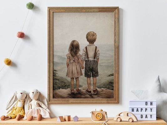Sibling Room Wall Decor, Brother & Sister Art, Adventure Kids Prints - WildfieldPrints
