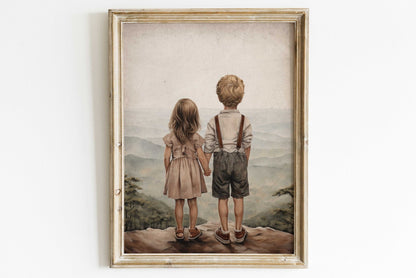 Sibling Room Wall Decor, Brother & Sister Art, Adventure Kids Prints - WildfieldPrints