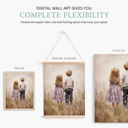 Sibling Wall Art, Brother and Sister Print, Shared Room Decor - WildfieldPrints