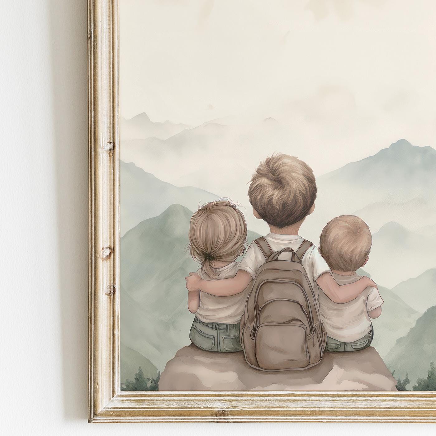 Sibling Wall Art, Three Kids Print, Adventure Room Decor - WildfieldPrints