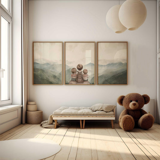 Sibling Wall Decor, Brother and Sister Art, Adventure Nursery Prints - WildfieldPrints