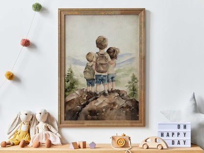 Sibling Wall Decor, Sibling Nursery Decor, Three Siblings Print, Two Brothers and a Sister Home Decor, Sibling Room Art,Printable Family Art - My Store