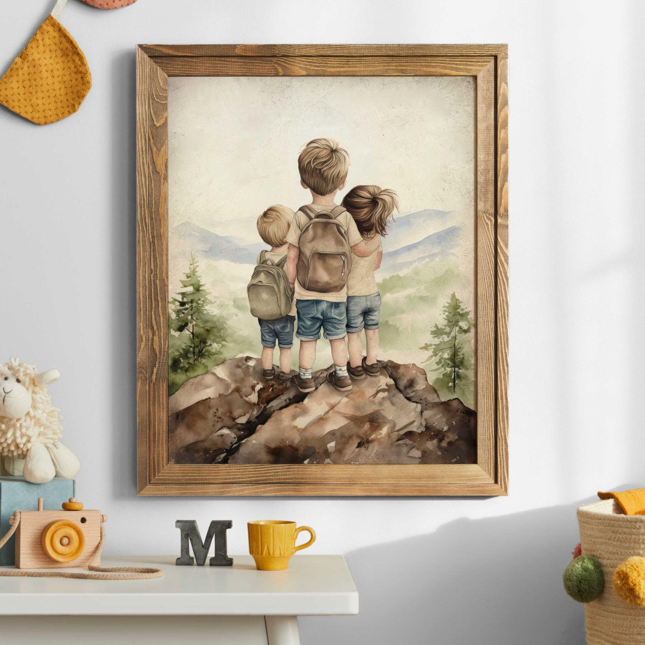 Three Siblings Wall Art – Family Nursery Print for Kids Room