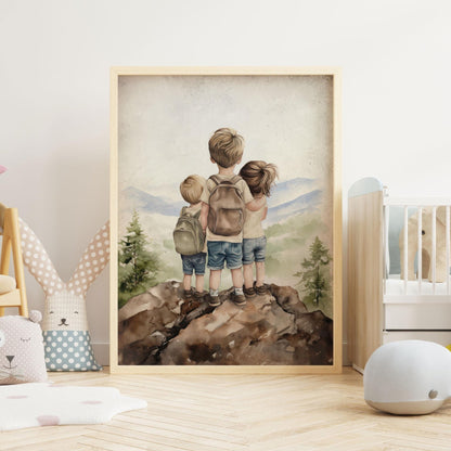 Sibling Wall Decor, Sibling Nursery Decor, Three Siblings Print, Two Brothers and a Sister Home Decor, Sibling Room Art,Printable Family Art - My Store