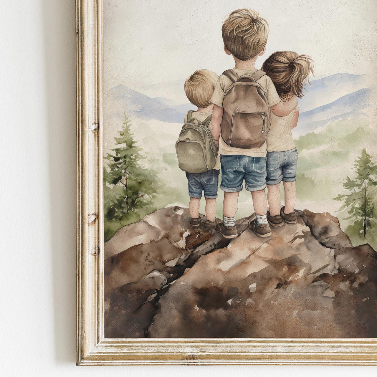 Three Siblings Wall Art – Family Nursery Print for Kids Room