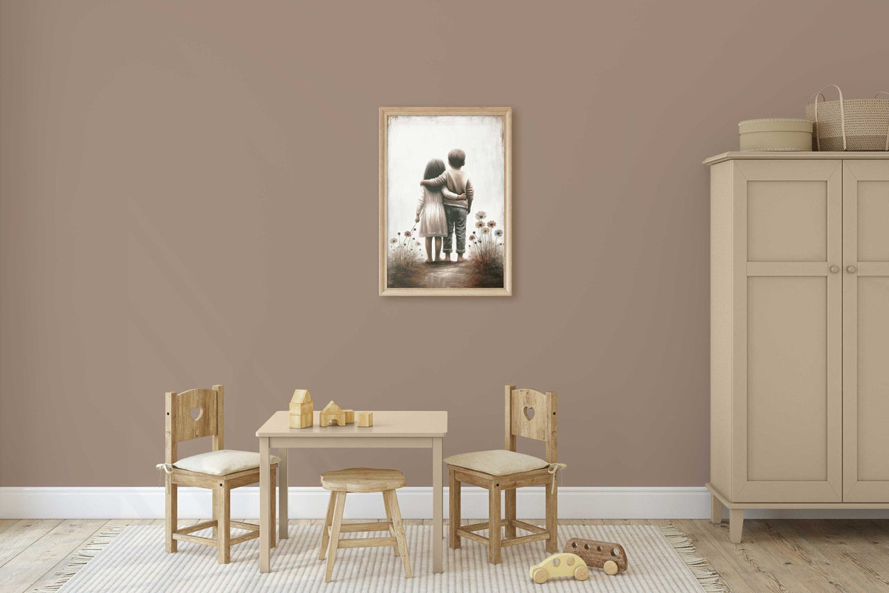 Siblings Portrait Wall Art – Family Nursery Print