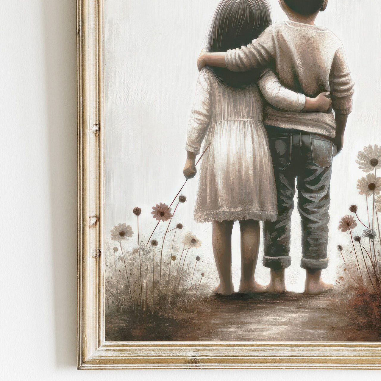 Siblings Portrait Wall Art – Family Nursery Print