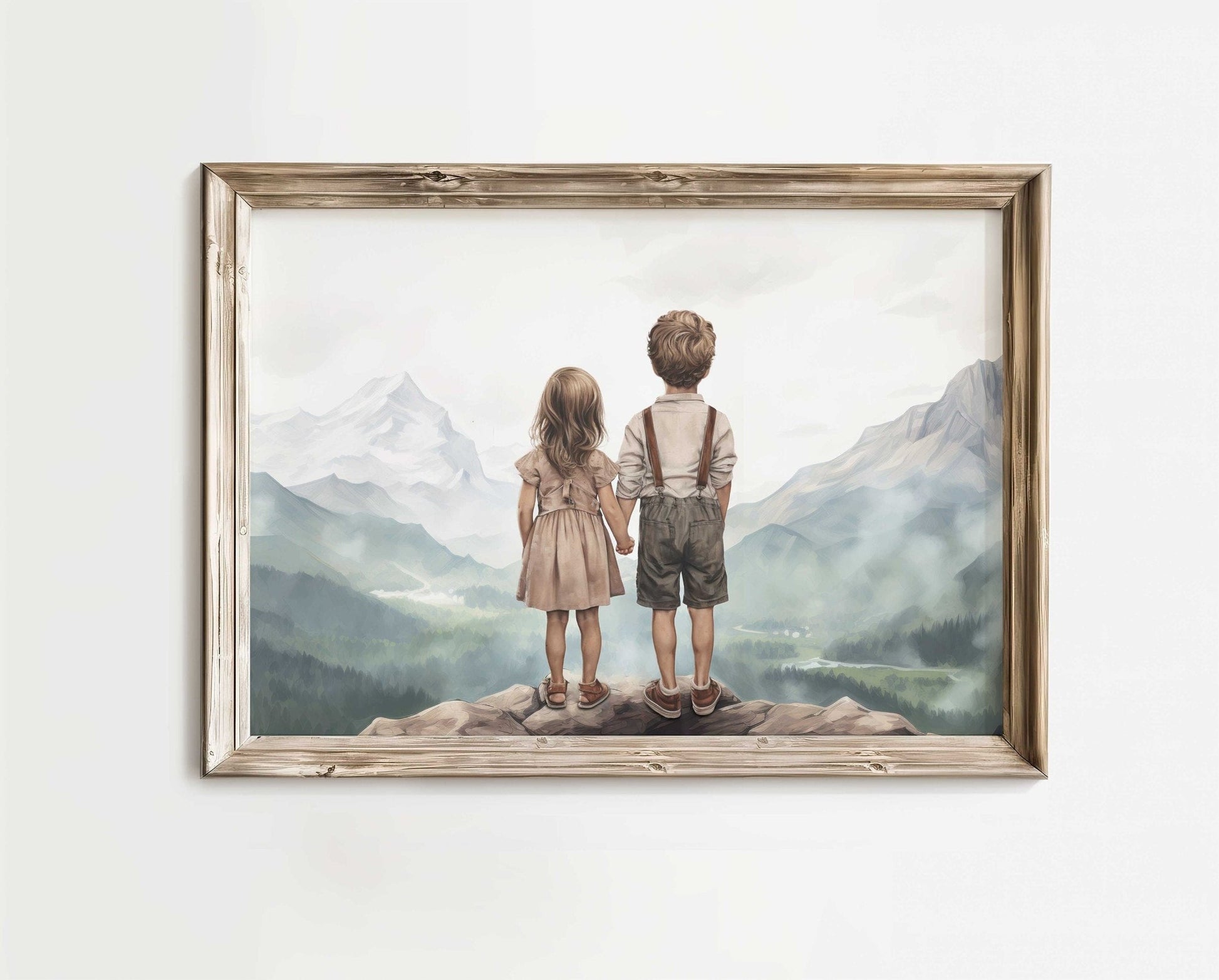Siblings Print, Brother and Sister Room Decor, Nature Wall Art - WildfieldPrints
