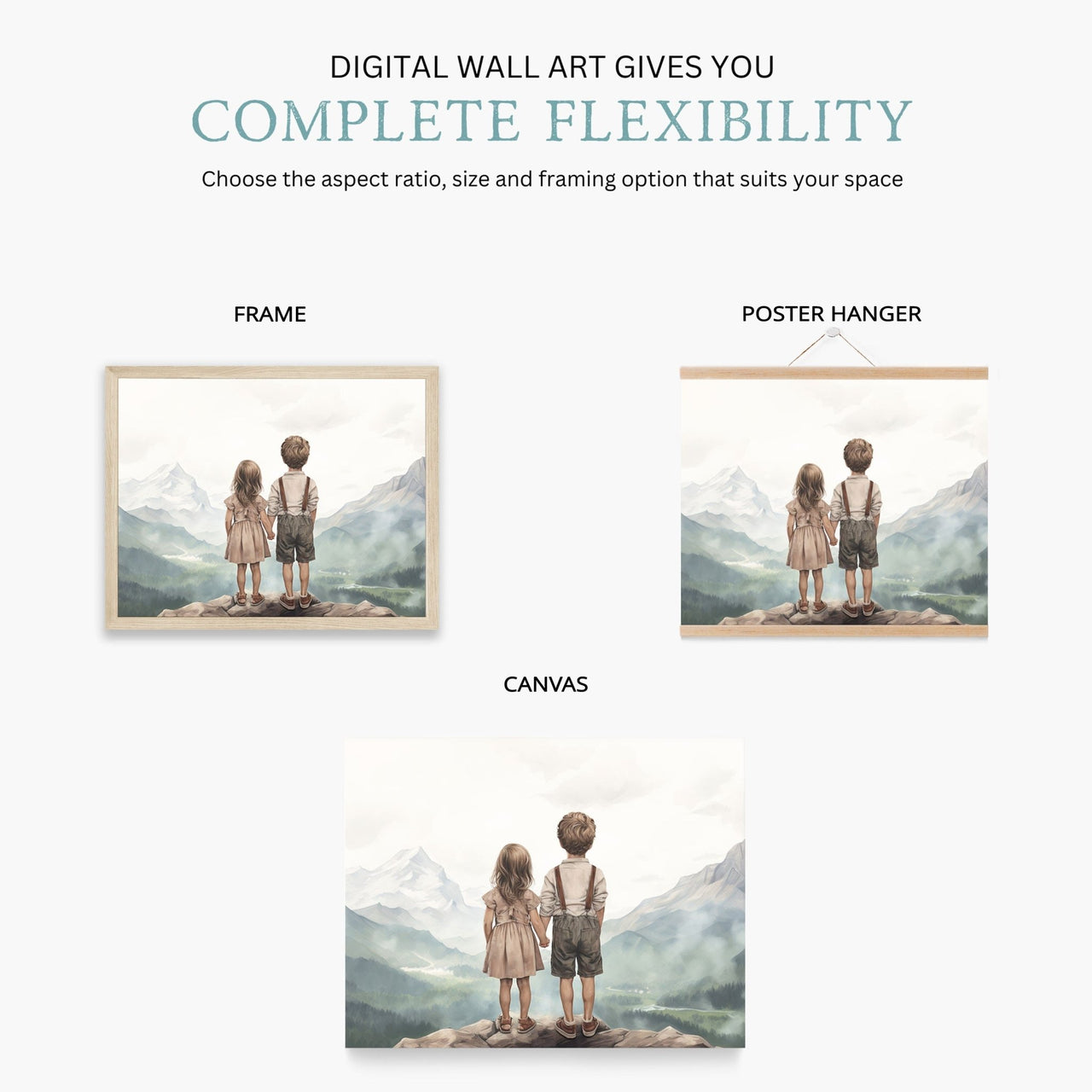 Sibling Adventures Wall Art – Nature Kids Room Print