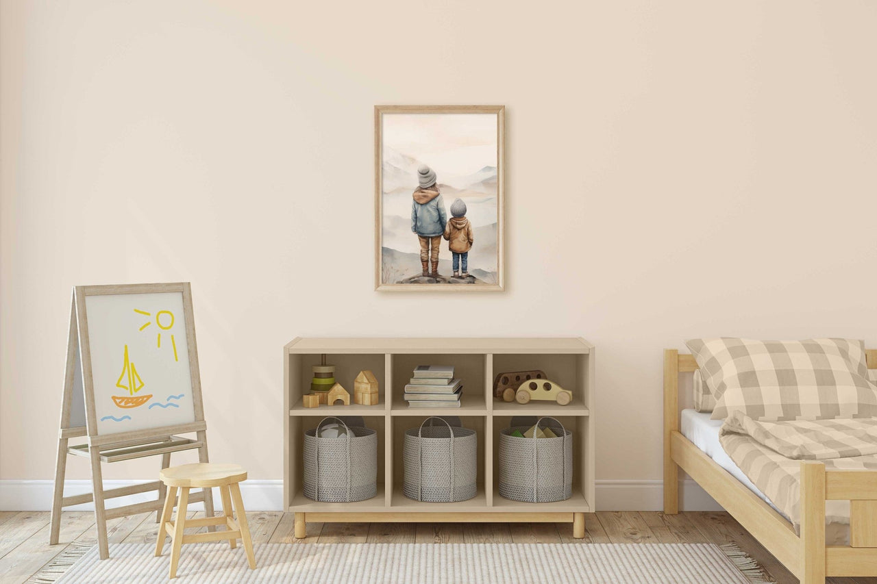 Brother and Sister Wall Art – Nature Kids Room Print