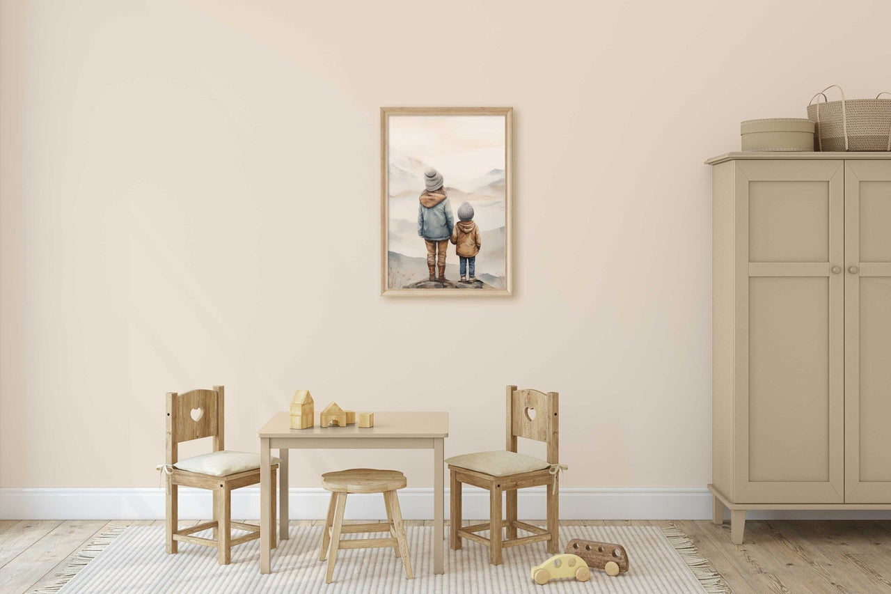 Brother and Sister Wall Art – Nature Kids Room Print
