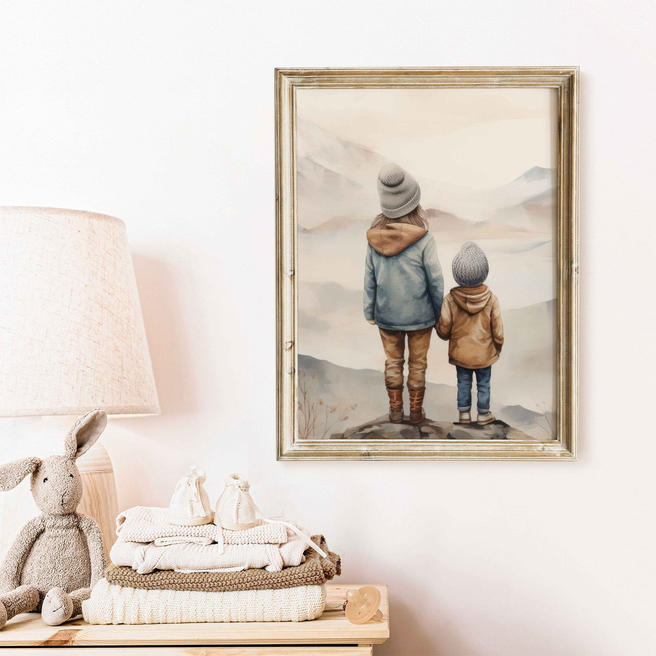 Brother and Sister Wall Art – Nature Kids Room Print