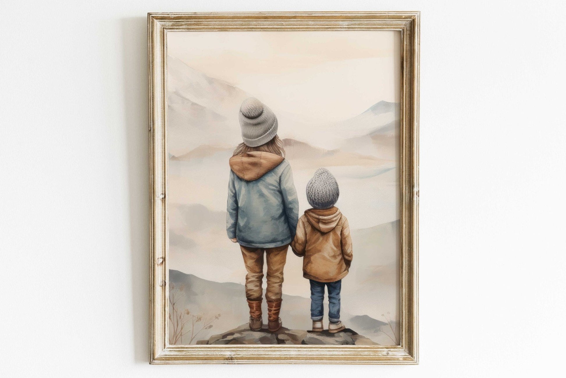 Siblings Print, Brother and Sister Wall Decor, Nature Kids Art - WildfieldPrints