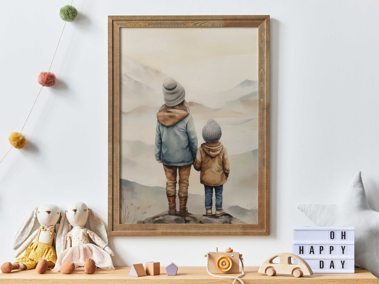 Brother and Sister Wall Art – Nature Kids Room Print