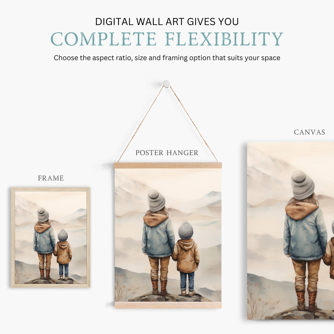 Brother and Sister Wall Art – Nature Kids Room Print