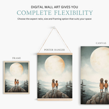 Siblings Print, Brother & Sister Wall Art, Adventure Toddler Decor - WildfieldPrints