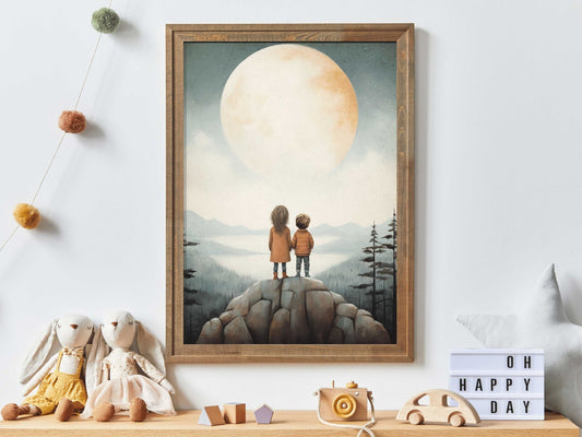 Siblings Print, Brother & Sister Wall Art, Adventure Toddler Decor - WildfieldPrints