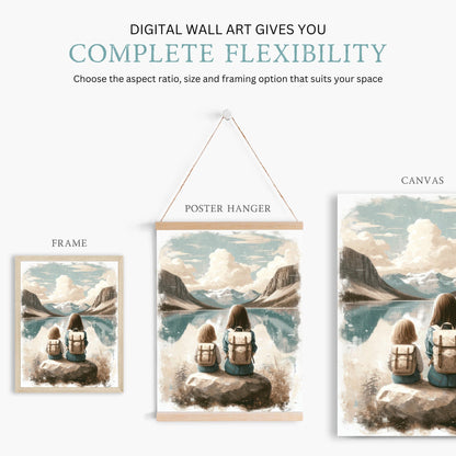 Sister Adventure Art, Mountain Nursery Decor, Nature Girl Wall Print - WildfieldPrints