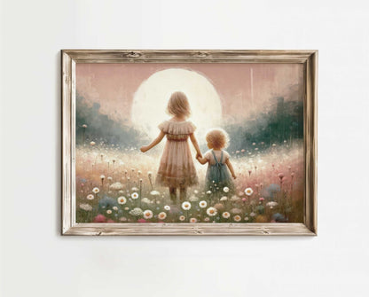 Sister Art Print, Vintage Sisterhood Decor, Rustic Wall Art - WildfieldPrints