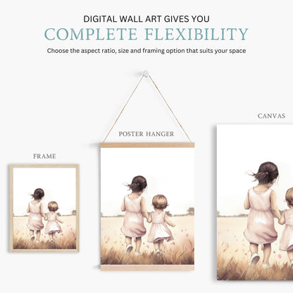 Sister Nursery Prints, Bunny & Deer Room Decor, Kids Art Collection - WildfieldPrints