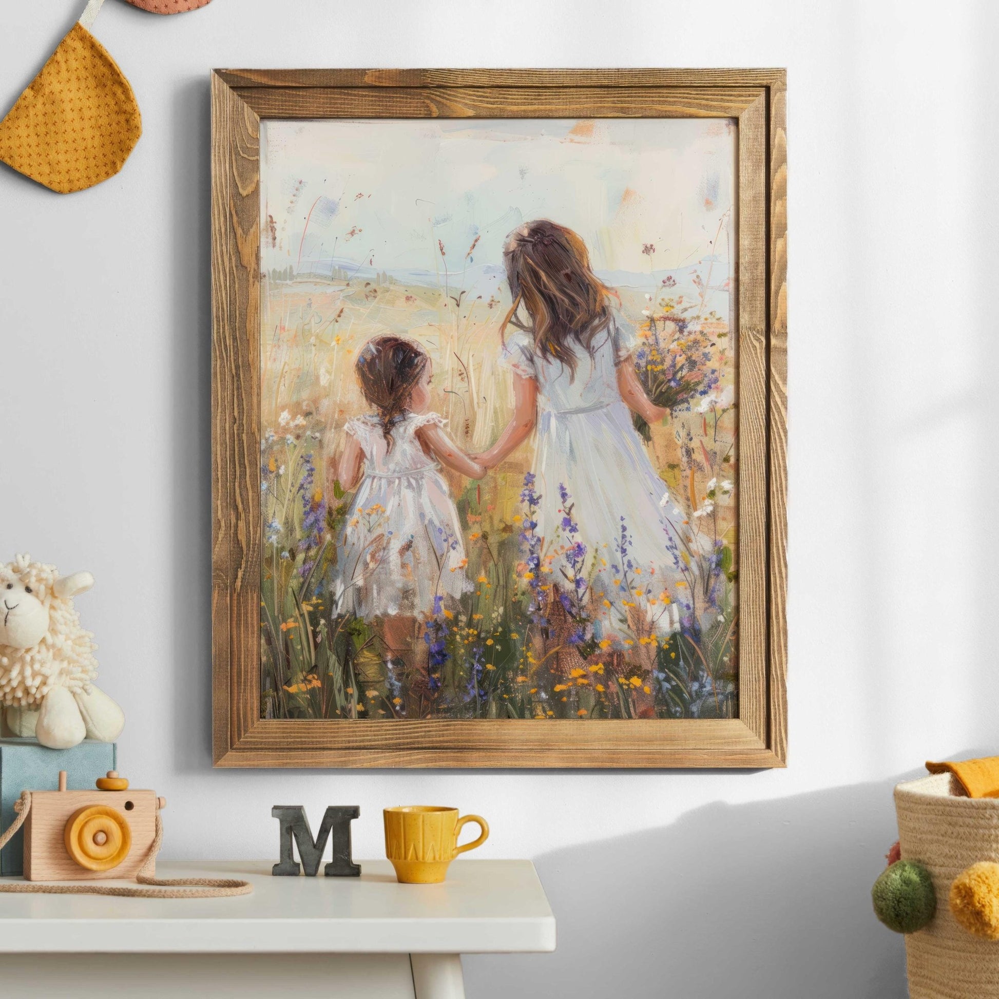 Sister Nursery Wall Art, Floral Girl Room Decor, Sisterhood Design - WildfieldPrints