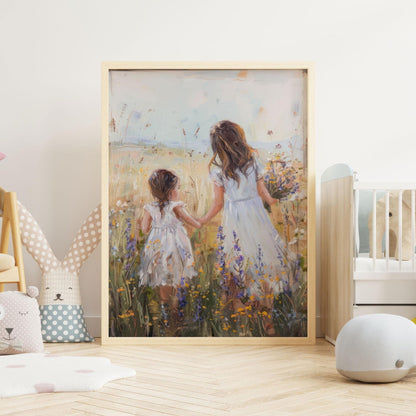 Sister Nursery Wall Art, Floral Girl Room Decor, Sisterhood Design - WildfieldPrints