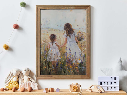 Sister Nursery Wall Art, Floral Girl Room Decor, Sisterhood Design - WildfieldPrints