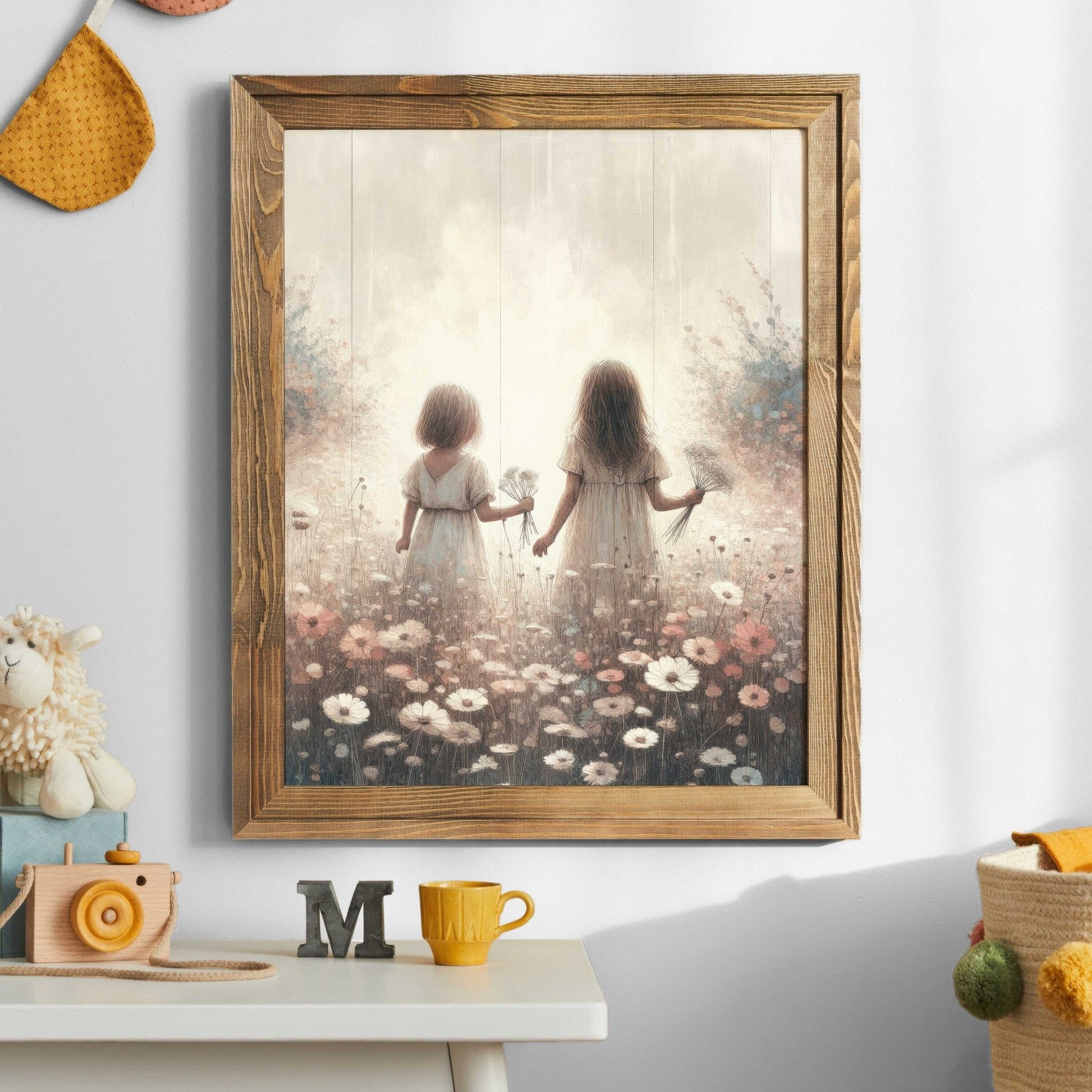 Sister Room Art, Vintage Shared Bedroom Decor, Wildflower Print - WildfieldPrints