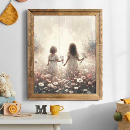 Sister Room Art, Vintage Shared Bedroom Decor, Wildflower Print - WildfieldPrints