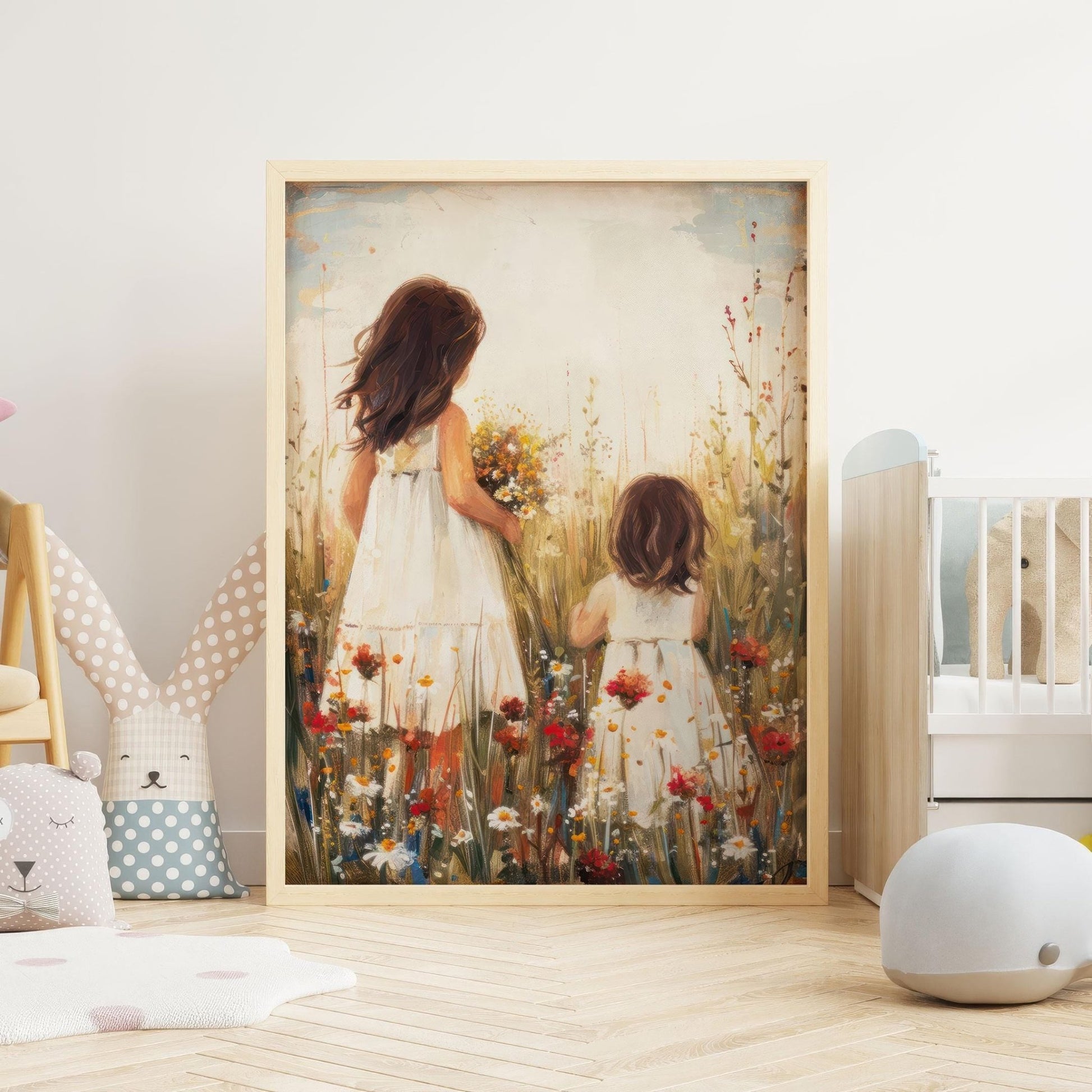 Sister Room Decor, Wildflower Nursery Prints, Vintage Girl Art - WildfieldPrints
