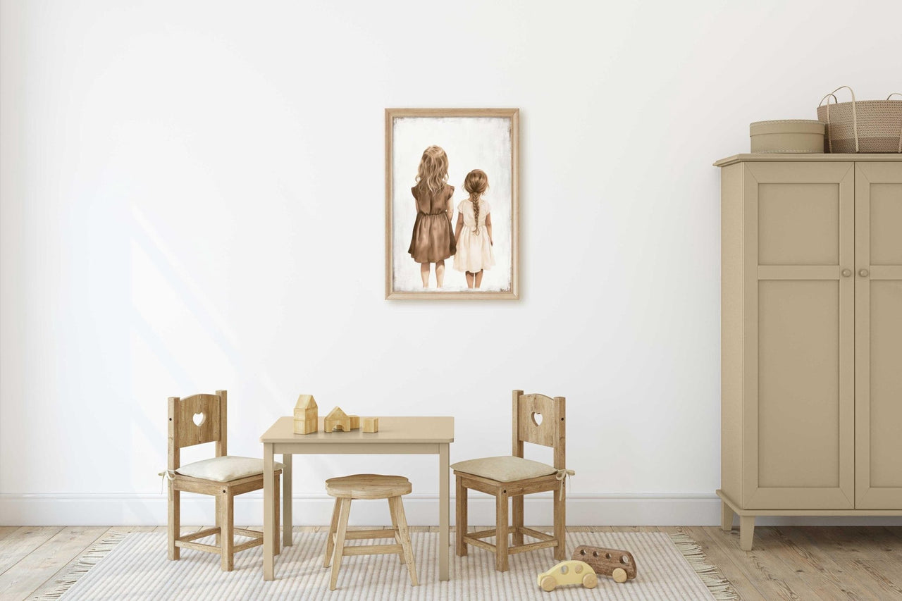 Two Sisters Print – Family Nursery Wall Decor