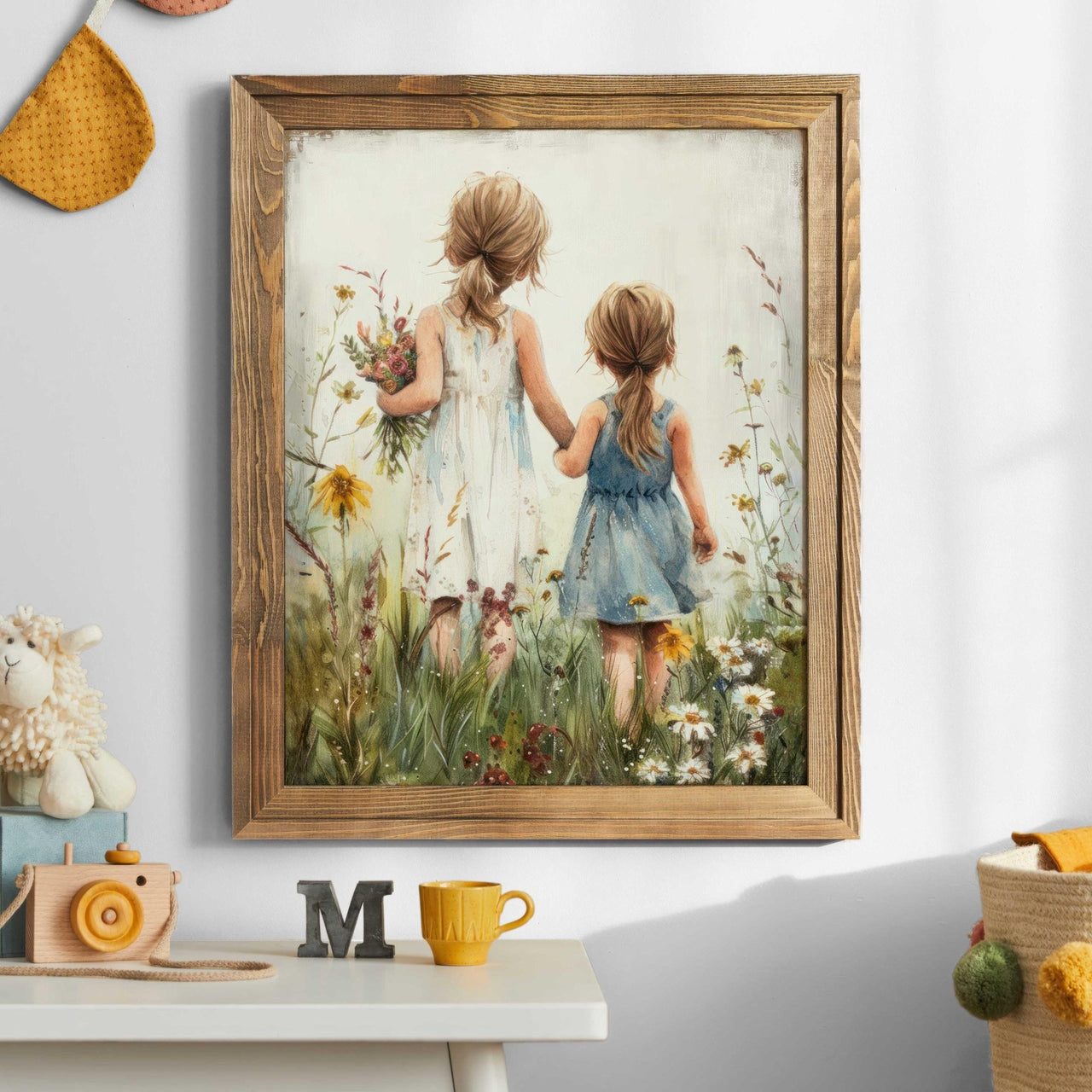 Two Sisters Wall Art – Floral Girls Room Print