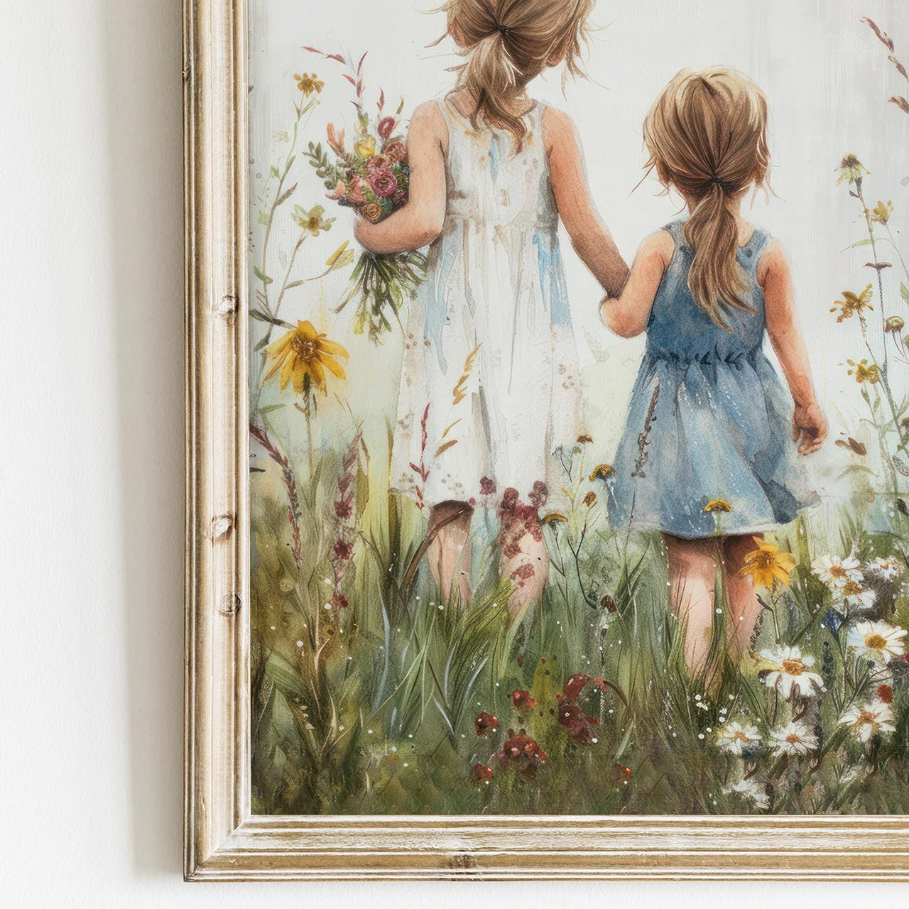 Two Sisters Wall Art – Floral Girls Room Print