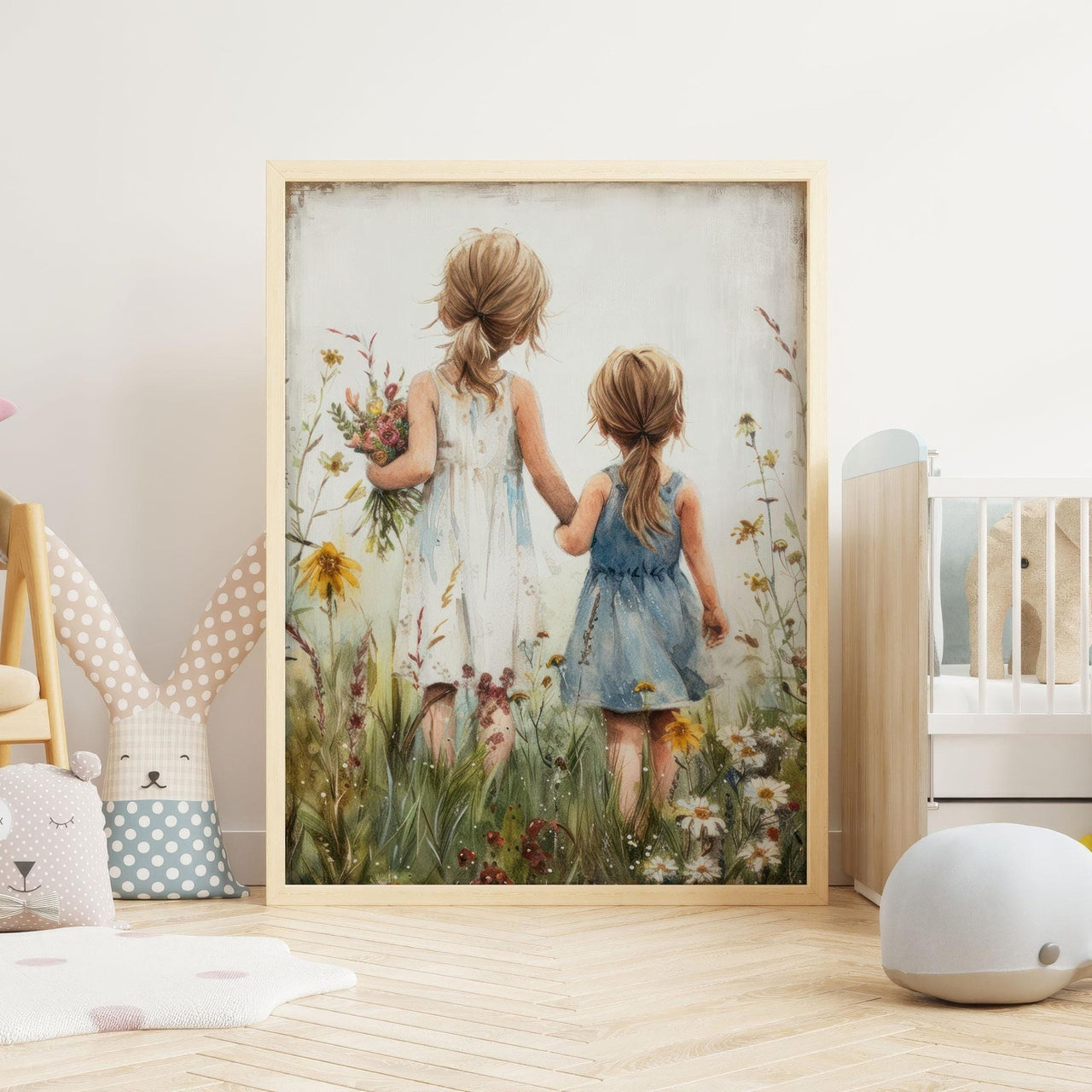 Two Sisters Wall Art – Floral Girls Room Print