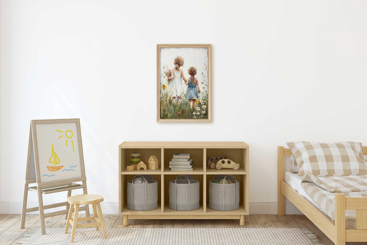 Two Sisters Wall Art – Floral Girls Room Print