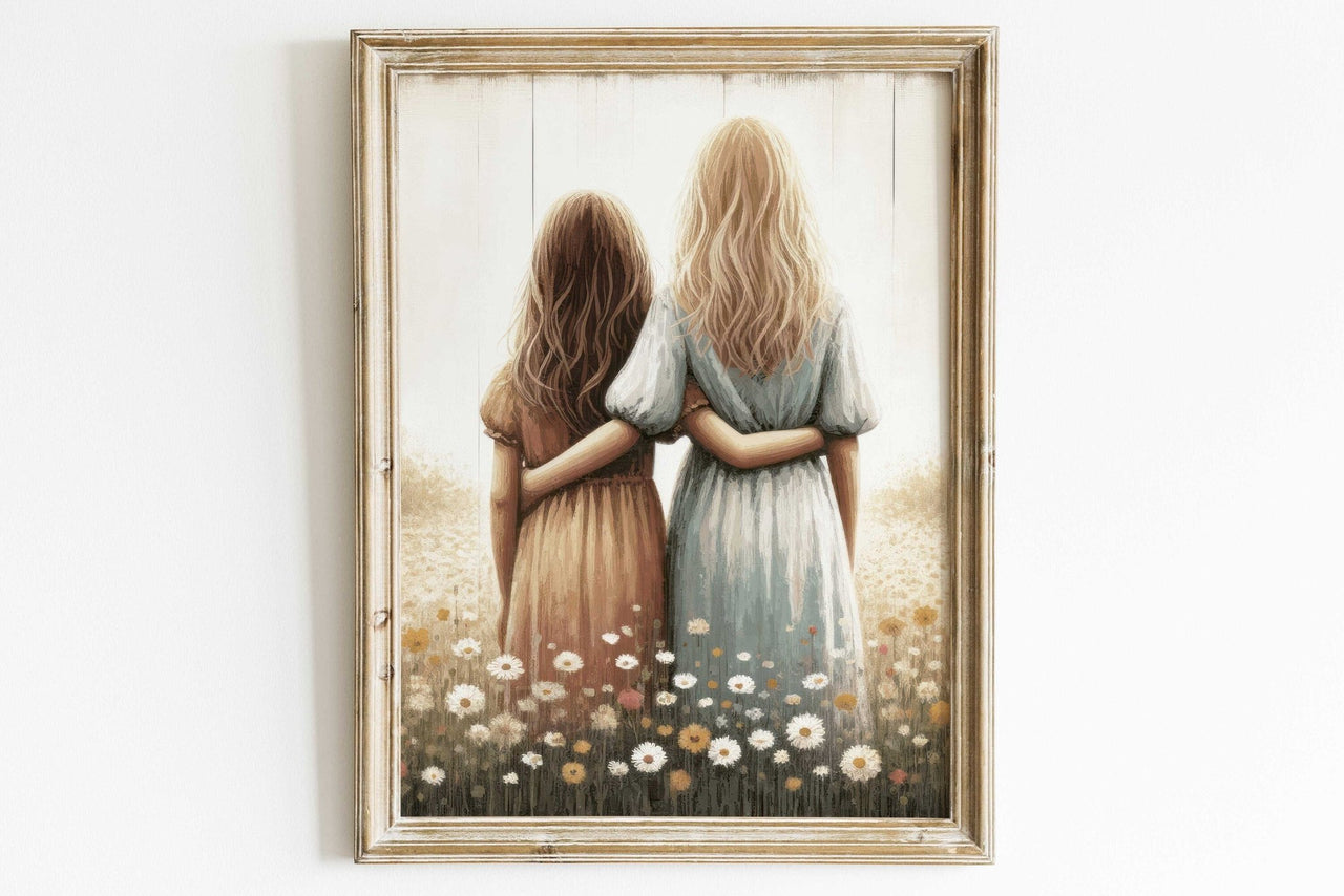 Sisterhood Wall Art – Vintage Girls Room Print