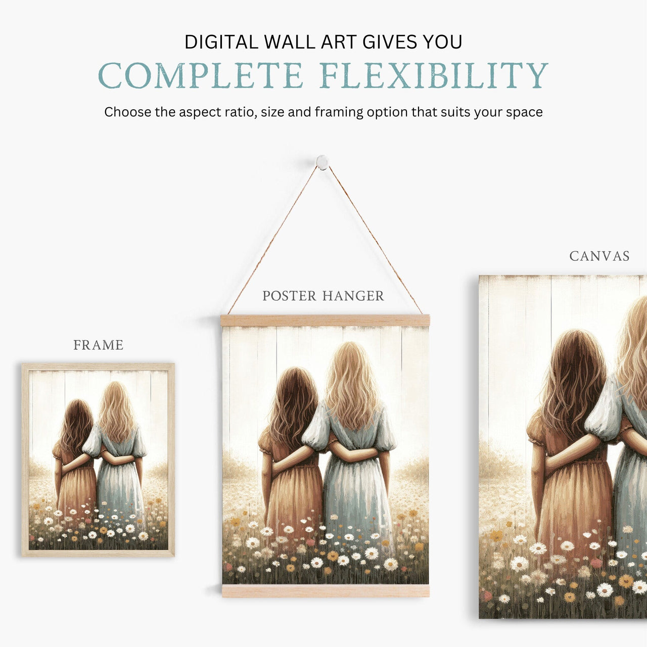 Sisterhood Wall Art – Vintage Girls Room Print