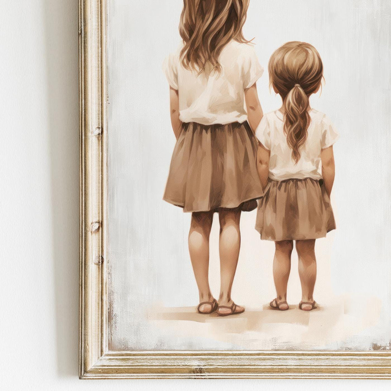 Two Young Sisters Wall Art – Family Shared Room Decor