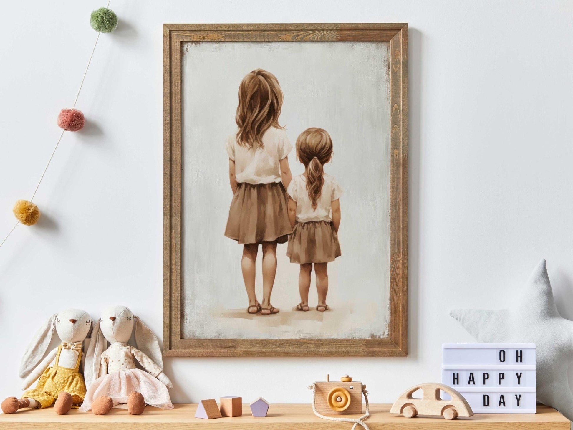 Sister Wall Art, Vintage Sisterhood Decor, Shared Room Print - WildfieldPrints