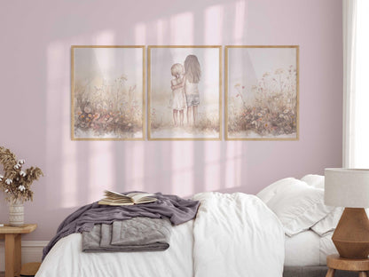 Sister Wall Art, Wildflowers Decor, Shared Room Design, Kids Room - WildfieldPrints