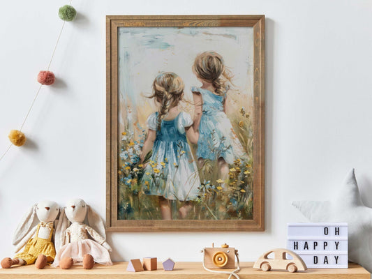 Sisterhood Art Print, Floral Bedroom Decor, Wildflower Design - WildfieldPrints