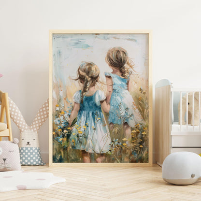 Sisterhood Art Print, Floral Bedroom Decor, Wildflower Design - WildfieldPrints