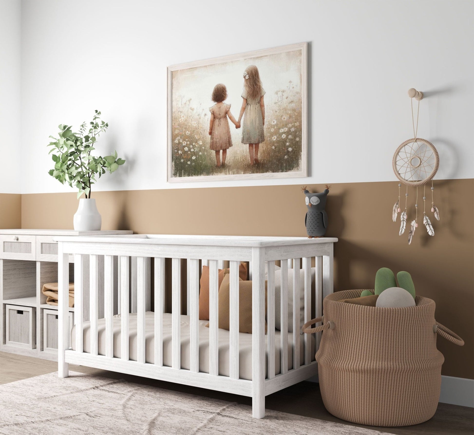 Sisterhood Art, Vintage Sister Painting, Best Friends Decor - WildfieldPrints