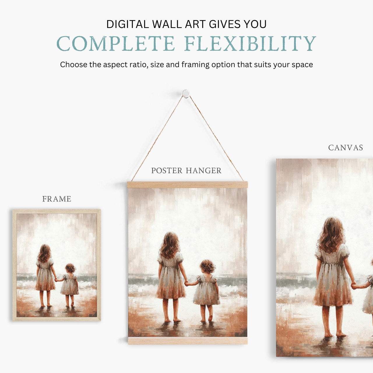 Seaside Sisters Wall Art – Vintage Girls Room Print