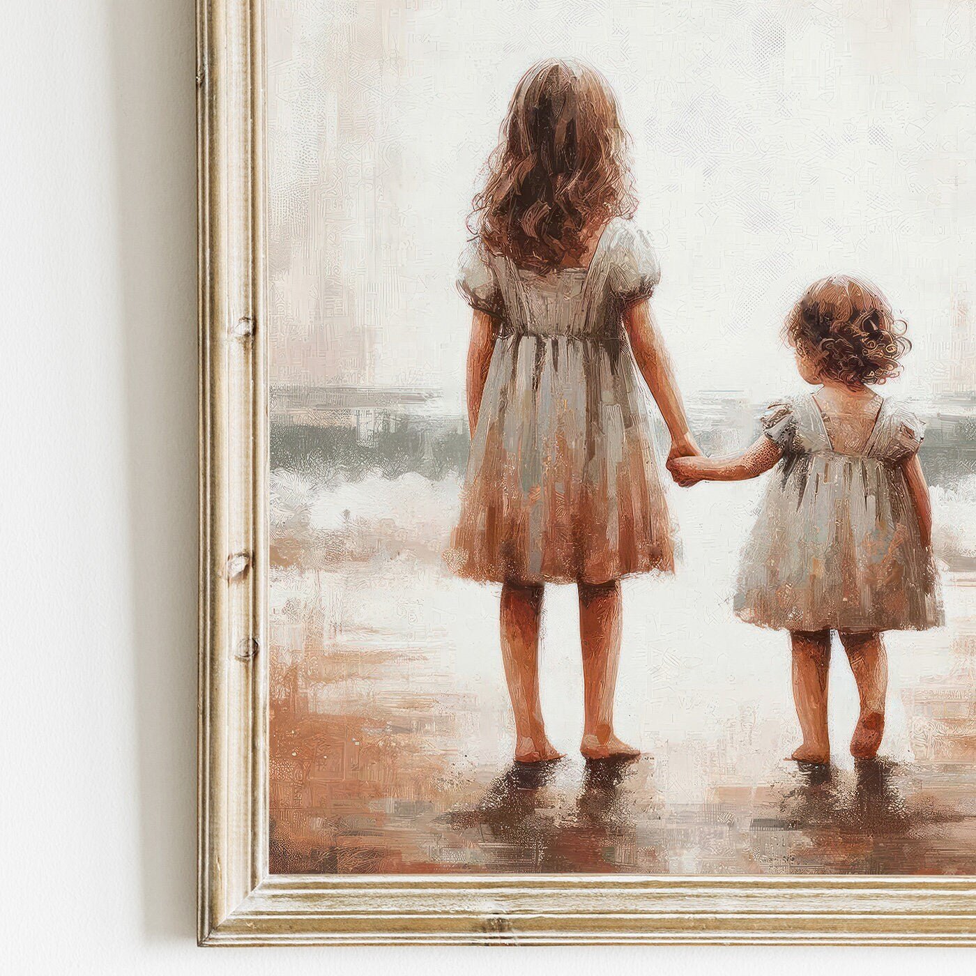 Sisterhood Art, Vintage Sister Print, Beach Nursery Decor - WildfieldPrints