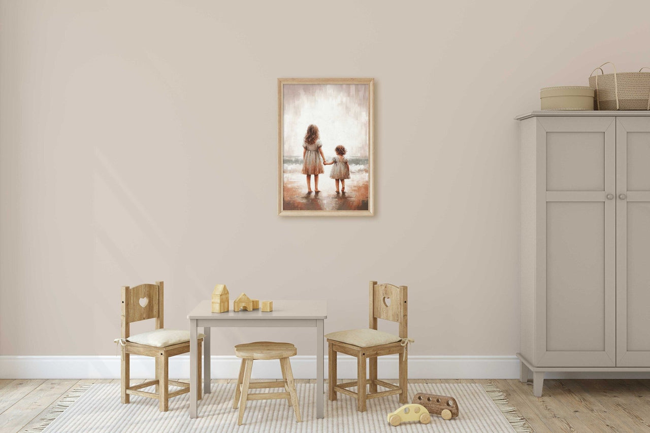 Seaside Sisters Wall Art – Vintage Girls Room Print